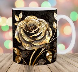 gold rose mosaic mug