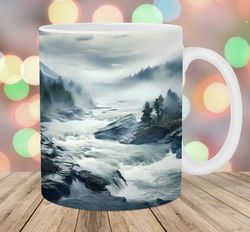 mountain river landscape mug