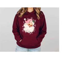 pink santa sweatshirt ,pink christmas hoodie, pink santa shirt ,vintage santa shirt, classic christmas, holiday gift wom