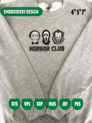 creepy movie embroidery file, halloween movie club embroidery design, horror club embroidery design, embroidery pattern