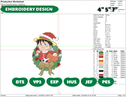 christmas embroidery designs, anime embroidery designs, inspired anime embroidery designs, christmas anime designs