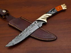 custom handmade damascus steel bowie hunting knife pakkawood handle gift for him groomsmen gift wedding anniversary gift