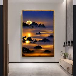 sunset landscape canvas print,sunset wall art,sunset landscape contemporary art,living room wall art,canvas print ready