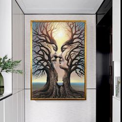 tree man and woman canvas print,tree pair canvas print,tree wall art,couple canvas,love wall art, ready to hang canvas p