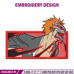 ichigo red embroidery design, bleach embroidery, anime design, embroidery shirt, embroidery file, digital download
