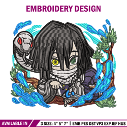 iguro obanai chibi embroidery design, kimetsu no yaiba embroidery, embroidery file, anime design, digital download