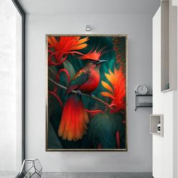 bird of paradise canvas print,birds of paradise flower canvas print,hummingbird art canvas print,abstract bird canvas pr
