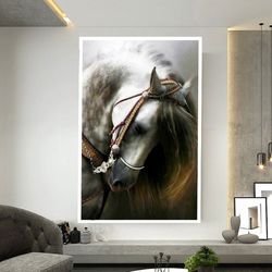 black and white horse canvas wall art, coffee horses canvas print, animal canvas art, modern home decors, farmhouse home