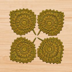 crochet leaf coaster pattern