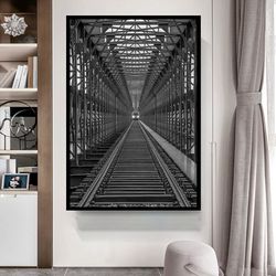 train, train road canvas, railroad wall decor, train art, view wall art, train landscape canvas art, landscape canvas,-1