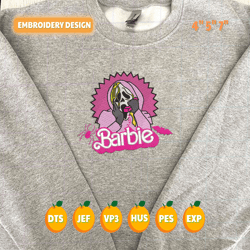 barbi movie embroidery machine design, barbi halloween embroidery file, spooky barbi emrboidery file