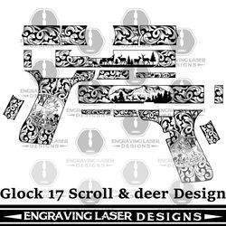 engraving laser designs glock 17 scroll & deer design