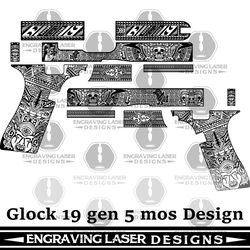 engraving laser designs glock 19 gen 5 mos aztec design