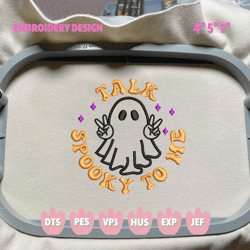 talk spooky to me embroidery design, spooky season craft embroidery file, stay spooky halloween embroidery file