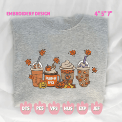 coffee cup embroidery design, retro pumpkin cup embroidery machine design, 3 sizes, format exp, dst, jef, pes