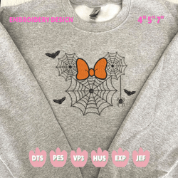 cartoon mouse spider web embroidery design, happy halloween embroidery design, fall season ghost embroidery file, creepy spooky machine embroidery design