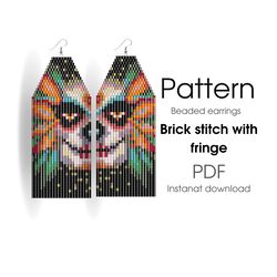 halloween earrings pattern - brick stitch - seed bead pattern - bead weaving - instant download - los muertos