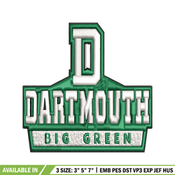 dartmouth big green embroidery design, dartmouth big green lions embroidery, sport embroidery, ncaa embroidery.