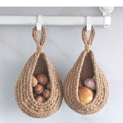 minimalist kitchen organization 2 hanging jute baskets wall cozy home gift