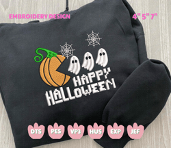 pumpkin halloween embroidery file, scary pumpkin embroidery design, happy halloween embroidery machine file