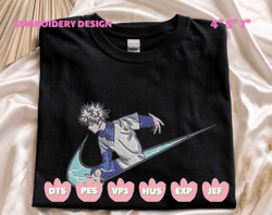 anime embroidered sweatshirt, nike x killua embroidered sweatshirt, unisex embroidered sweatshirt, anime embroidered crewneck, best anime sweatshirt, embroidered gift