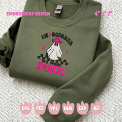 in october we wear pink embroidery machine design, pink ribbon embroidery machine file, spooky halloween embroidery design