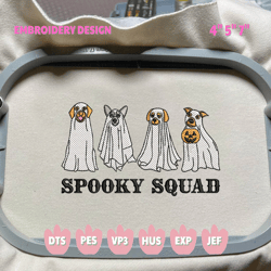 retro ghost spooky embroidery file, ghost dog embroidery file, spooky halloween embroidery design