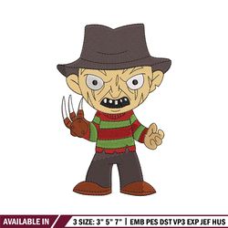 freddy krueger embroidery design, horror embroidery, embroidery file, embroidery shirt, emb design, digital download