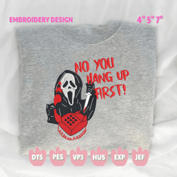 no you hang up first embroidery design, face ghost embroidery machine file, scary halloween, instant download