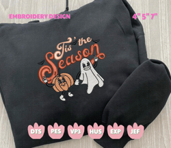 spooky halloween embroidery file, tis the season embroidery design, scary pumpkin embroidery file, embroidery pattern