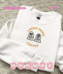 cute ghost latte cup embroidery design, halloween movie drink embroidery machine design, movie coffee cup embroidery design for shirt