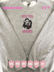 boo you whore embroidery design, face ghost embroidery machine file, scary halloween, embroidery design for shirt craft