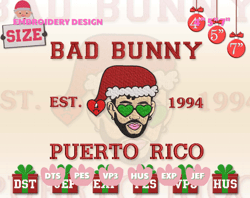 christmas bad bunny designs, christmas embroidery designs, merry christmas embroidery designs, christmas 2022 embroidery files