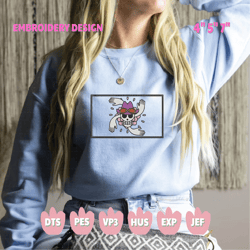 anime inspired embroidery designs, machine embroidery design file, pes, dst, jef, vp3, hus, instant download, pirate anime embroidery designs