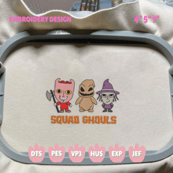 halloween movie embroidery file, squad ghouls embroidery design, horror movie characters embroidery design