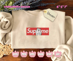 brand cat supreme sweatshirt embroidered – hoodie embroidered, embroidery files, instant download, digital download