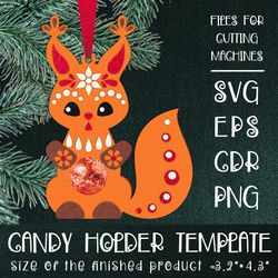 squirrel | christmas ornament | candy holder template svg | sucker holder paper craft