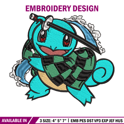 squirtle tanjiro embroidery design, pokemon embroidery, embroidery file, anime design, anime shirt, digital download