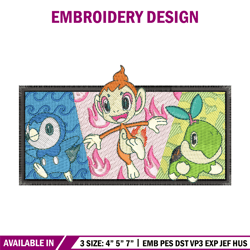 starter gen 4 embroidery design, pokemon embroidery, anime design, embroidery shirt, embroidery file, digital download