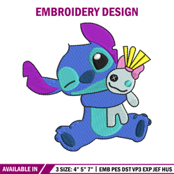 stitch with doll embroidery design, stitch cartoon embroidery, cartoon design, embroidery file, digital download