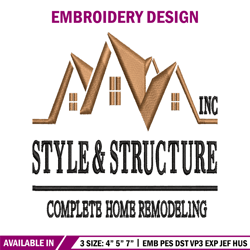 style & structure embroidery design, style & structure embroidery, logo design, embroidery file, digital download.