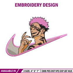 sukuna smile nike embroidery design, jujutsu kaisen embroidery, nike design, anime design, logo shirt, digital download