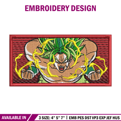 super broly embroidery design, dragonball embroidery, anime design, embroidery shirt, embroidery file, digital download