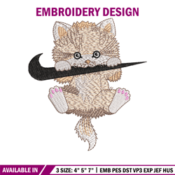 swoosh cat embroidery design, cat embroidery, nike design, embroidery file, embroidery shirt, digital download