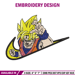 swoosh goku embroidery design, dragonball embroidery, anime design, embroidery file, embroidery shirt, digital download