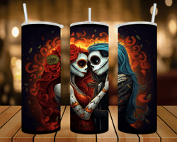 jack & sally/ a nightmare before christmas- 20 oz skinny tumbler wrap - sublimation design - png file