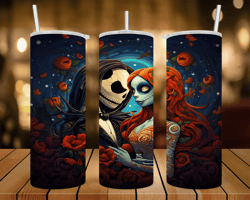 jack & sally/ a nightmare before christmas- 20 oz skinny tumbler wrap - sublimation design - png file