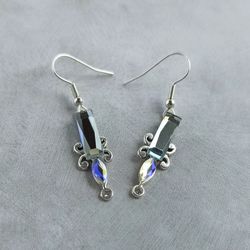 earrings with a mirror element, author's earrings, hanging earrings, earrings for a wedding