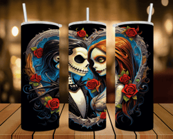 jack & sally/ a nightmare before christmas- 20 oz skinny tumbler wrap - sublimation design - png file