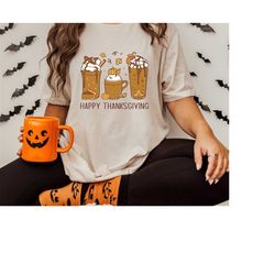 happy thanksgiving latte shirt, gift for thanksgiving, fall shirt, autumn shirt, thanksgiving t-shirt, fall season tee,